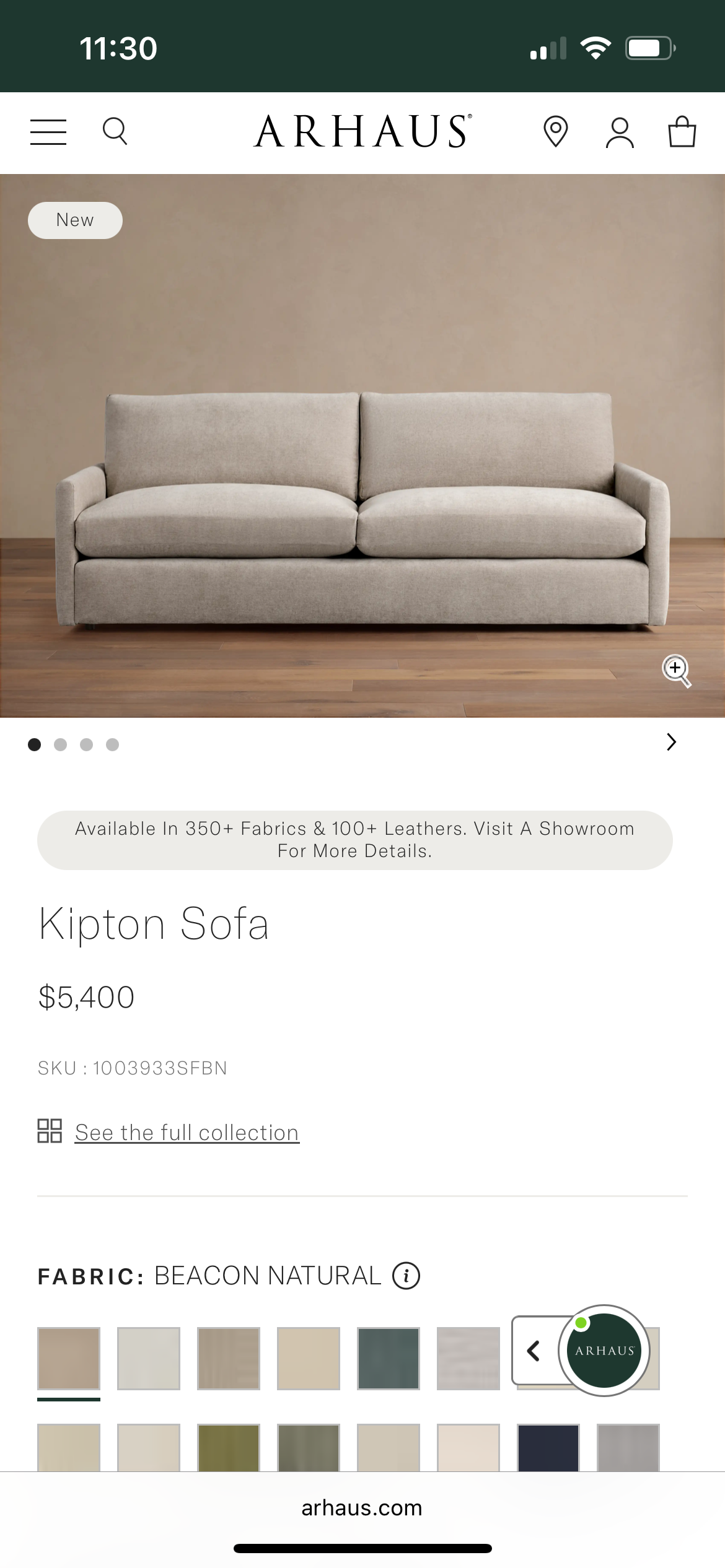 Arhaus Beige Kipton Bench-Seat Sofa