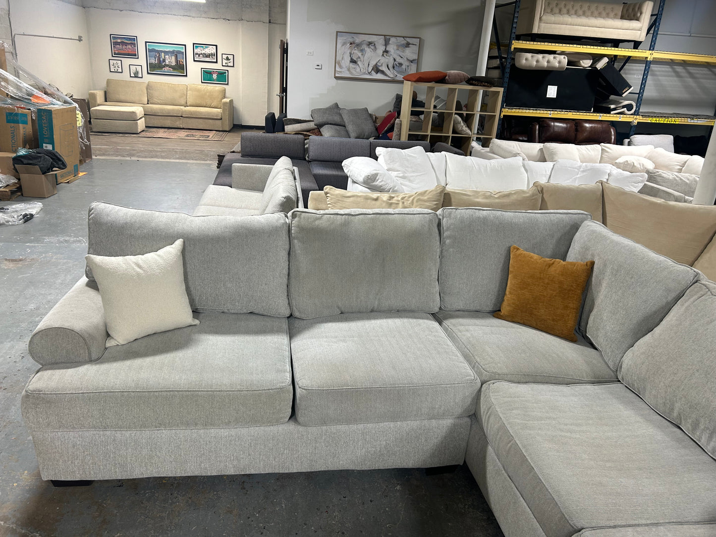 Contemporary Light Gray L-Shaped Sectional