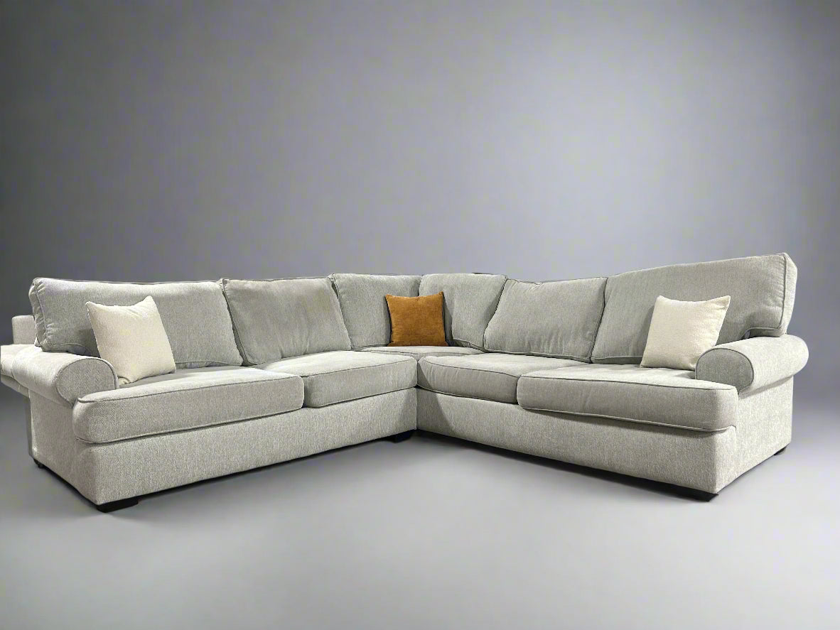 Contemporary Light Gray L-Shaped Sectional