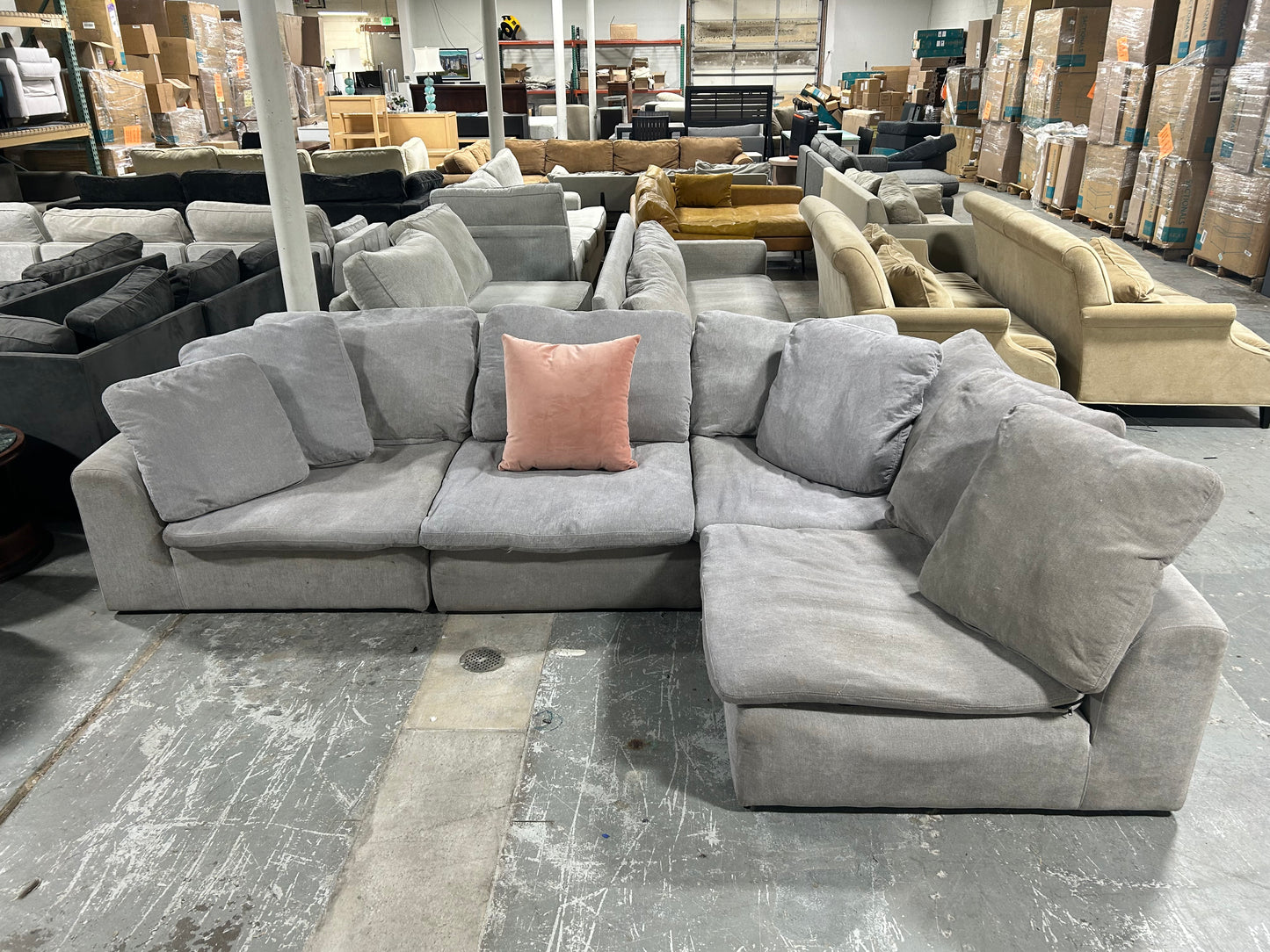 4-Pc Modular Light Grey Cloud Sectional