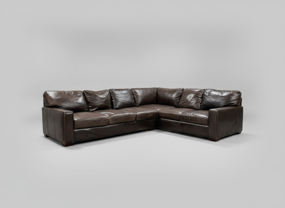 Bernhardt Brown Leather L-Shaped Sectional