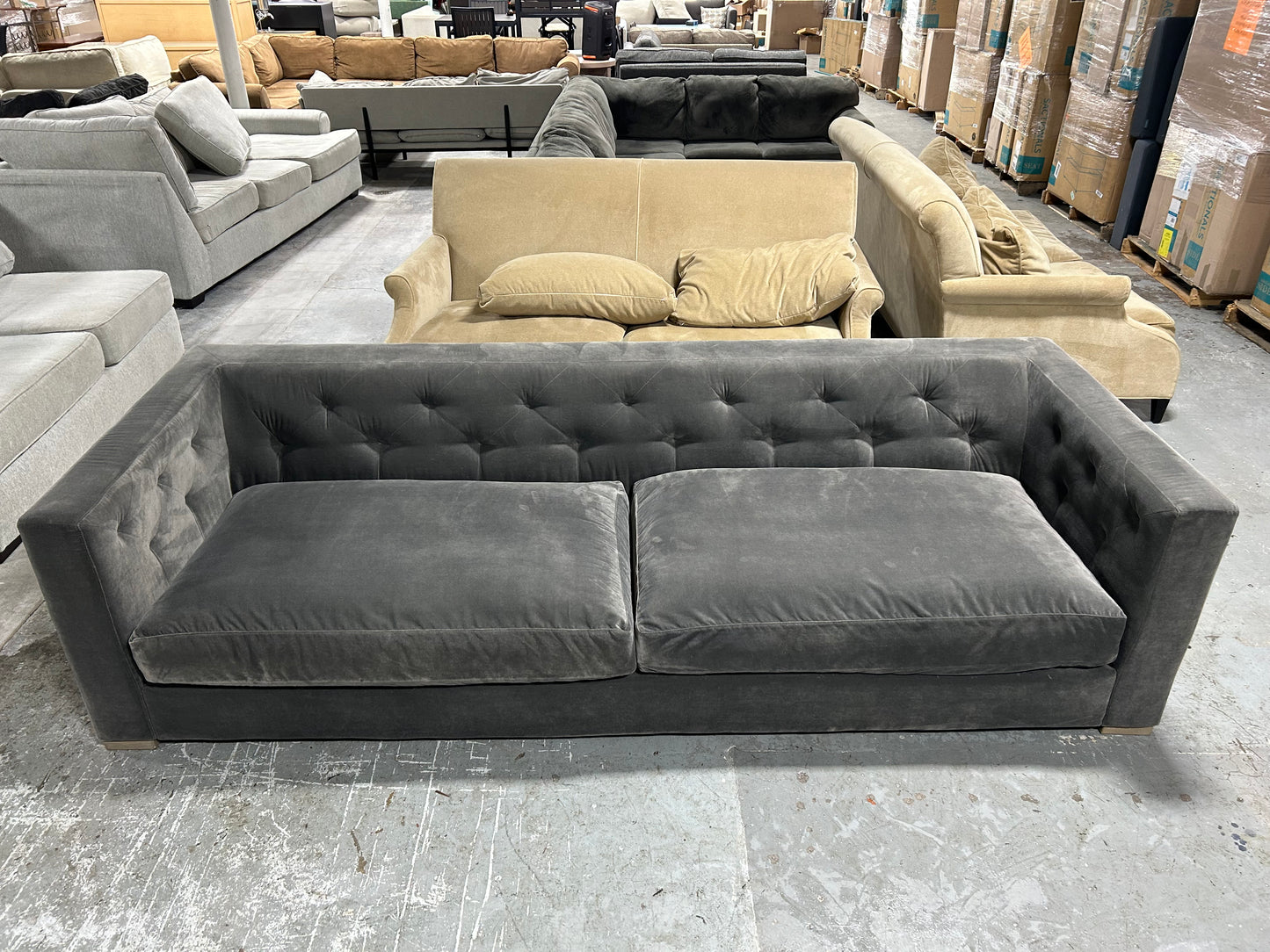 Restoration Hardware Modena Tufted Shelter Arm Sofa
