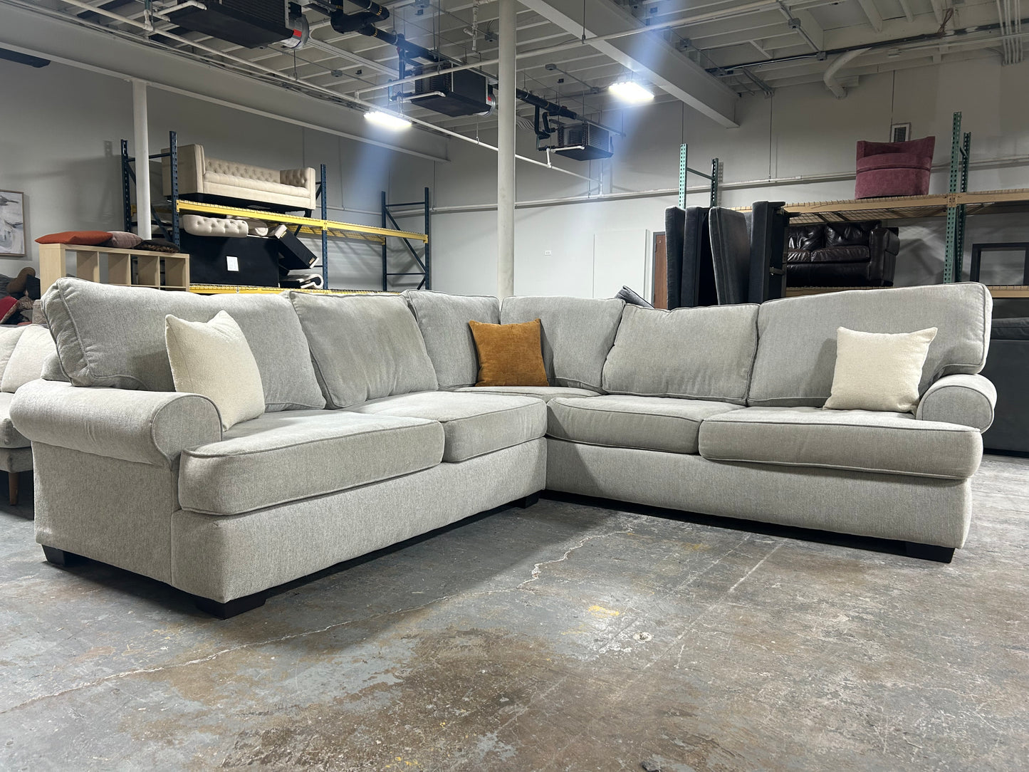 Contemporary Light Gray L-Shaped Sectional