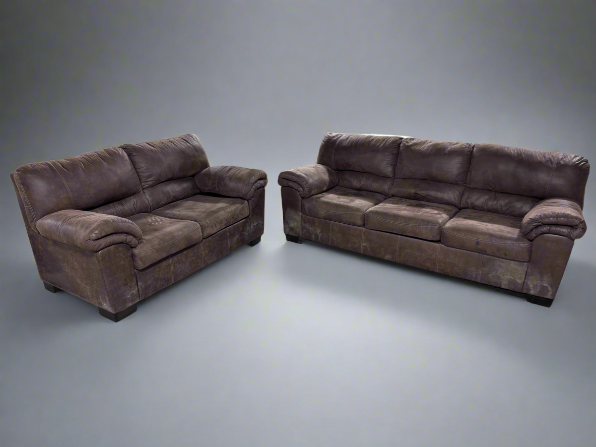 Brown Microsuede Sofa & Loveseat Set