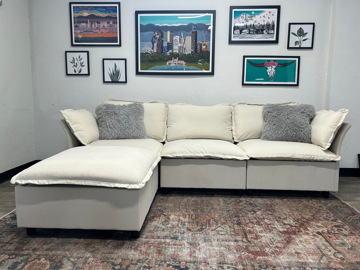 4-Pc Modular Cream Sectional