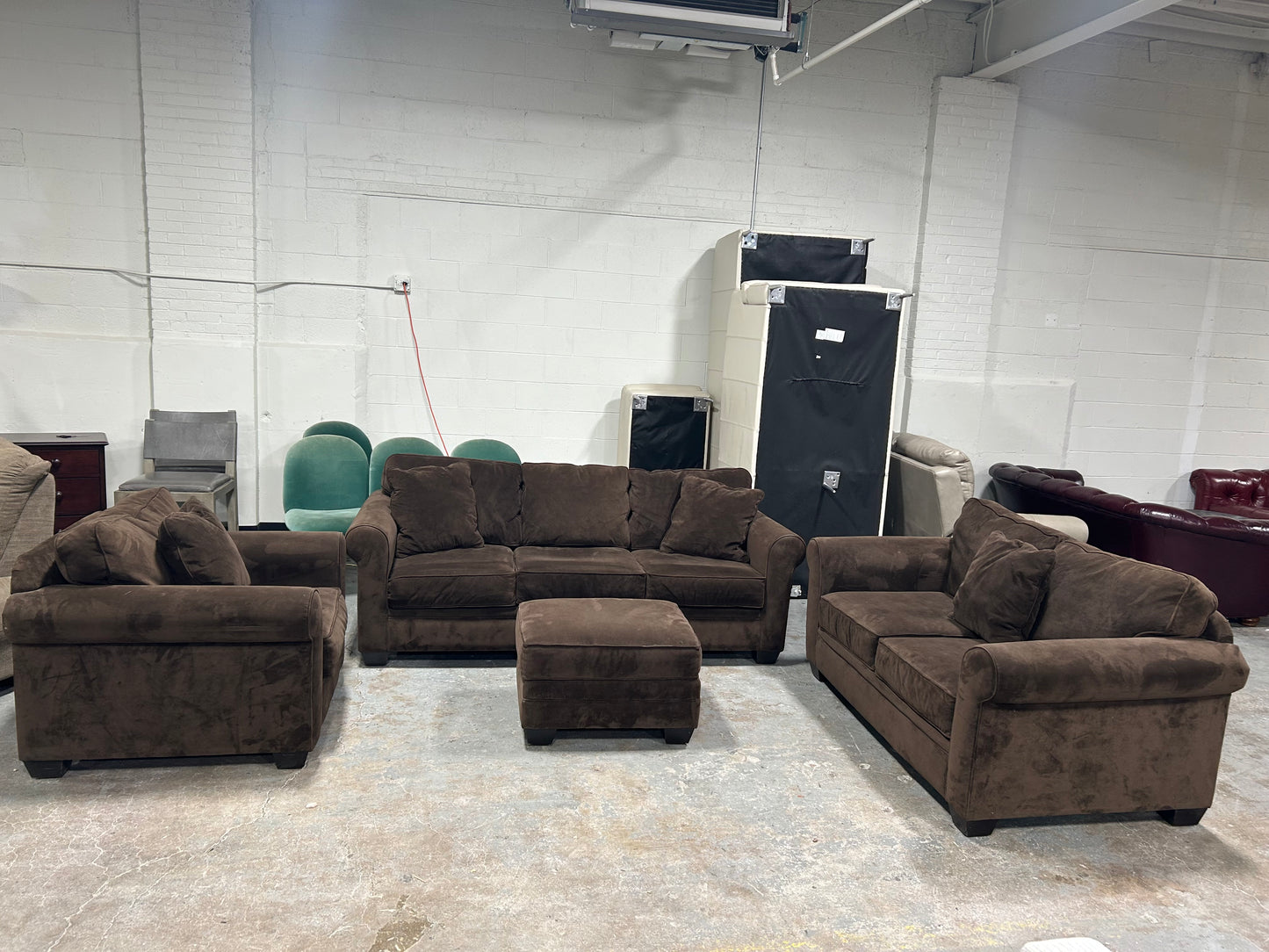 Jonathan Louis 4-Pc Dark Brown Velvet Sofa Set