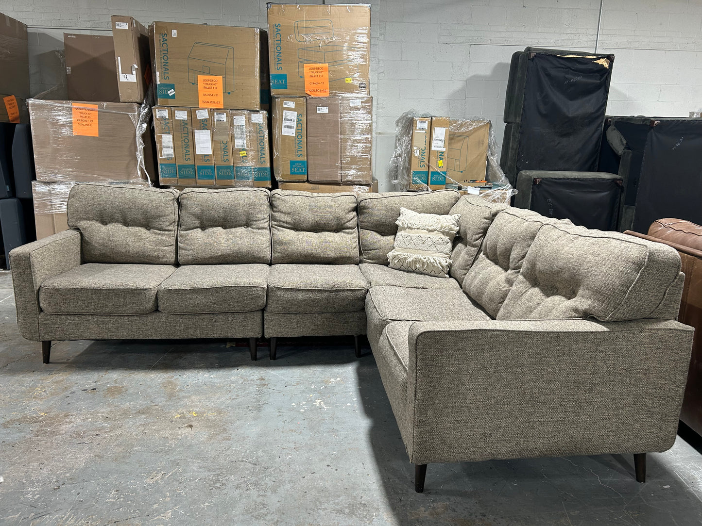 3-Pc Taupe MCM Sectional