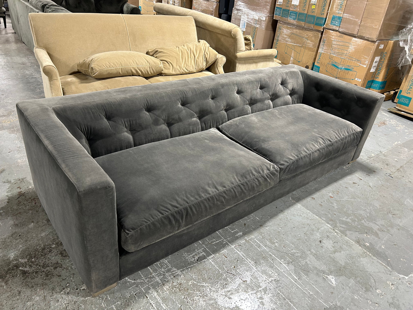 Restoration Hardware Modena Tufted Shelter Arm Sofa