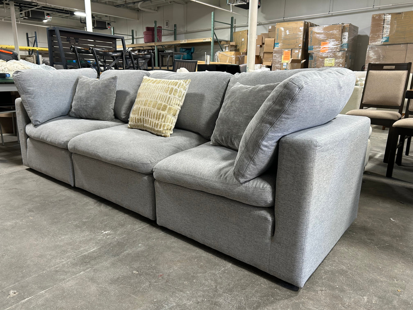 3-Pc Modular Light Gray Cloud Sofa