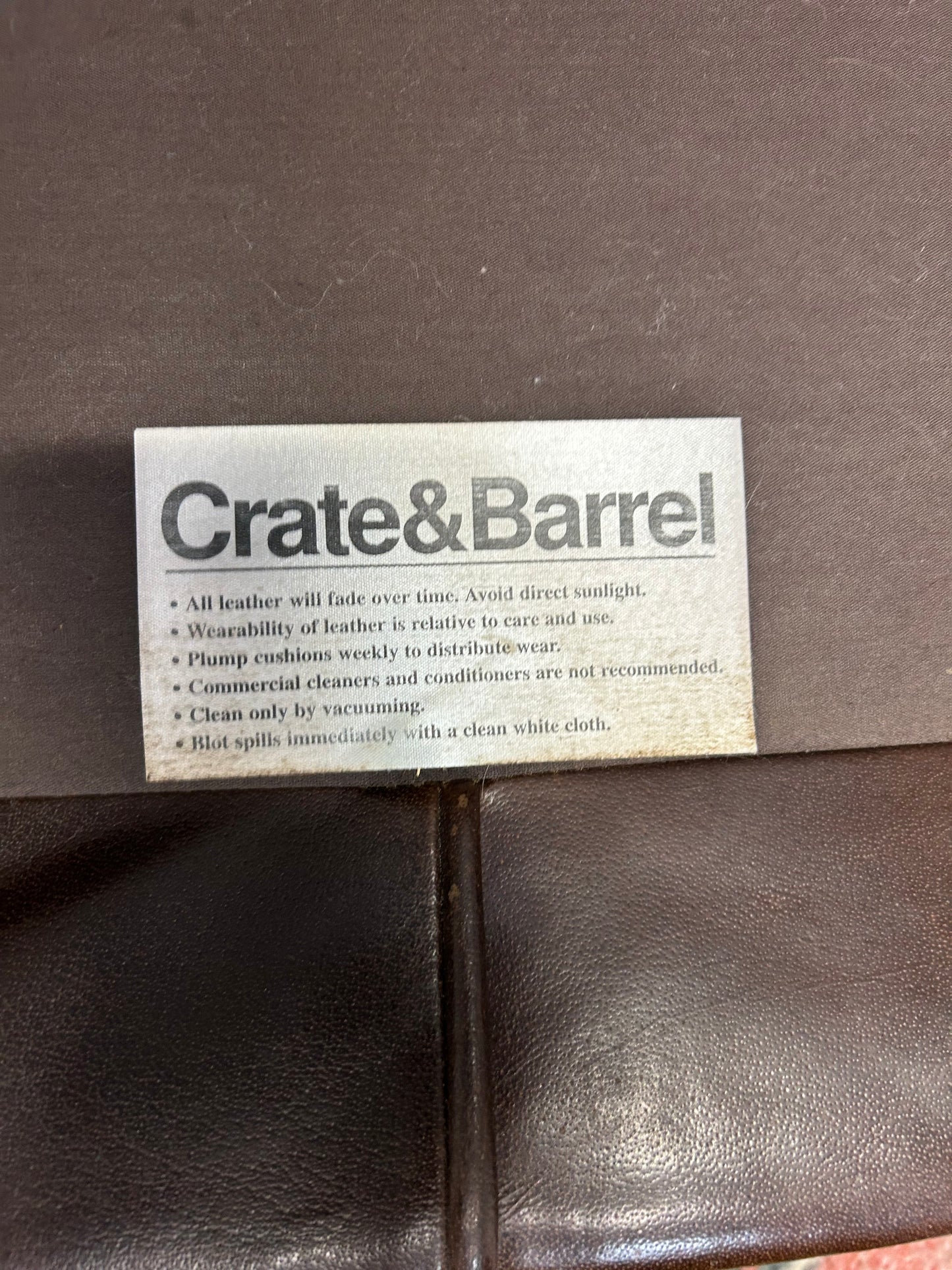 3-Pc Crate & Barrel Brown Leather Sofa And Chair Set