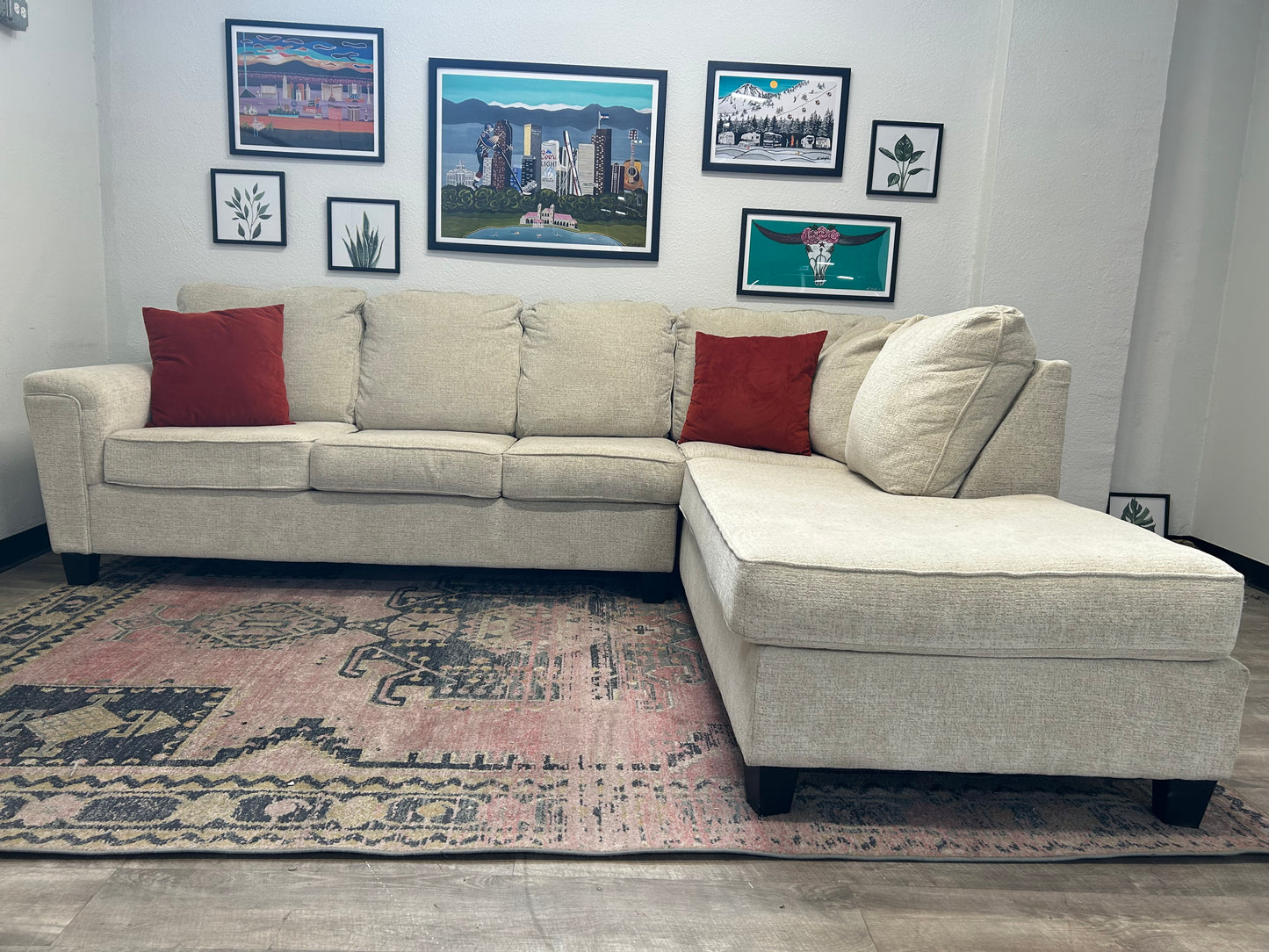 Contemporary Sky Grey Chaise Sectional