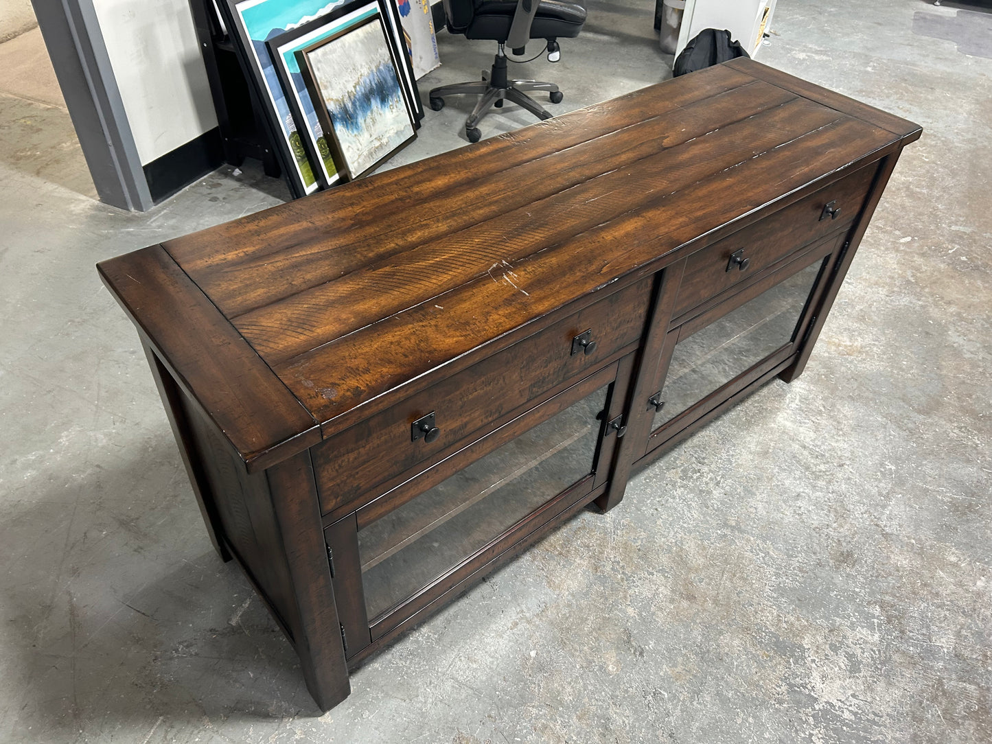 Pottery Barn Benchwright 65” Wood Media Console