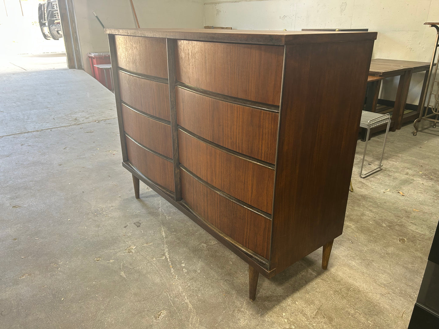 Bassett 8-Drawer MCM Walnut Wood Dresser