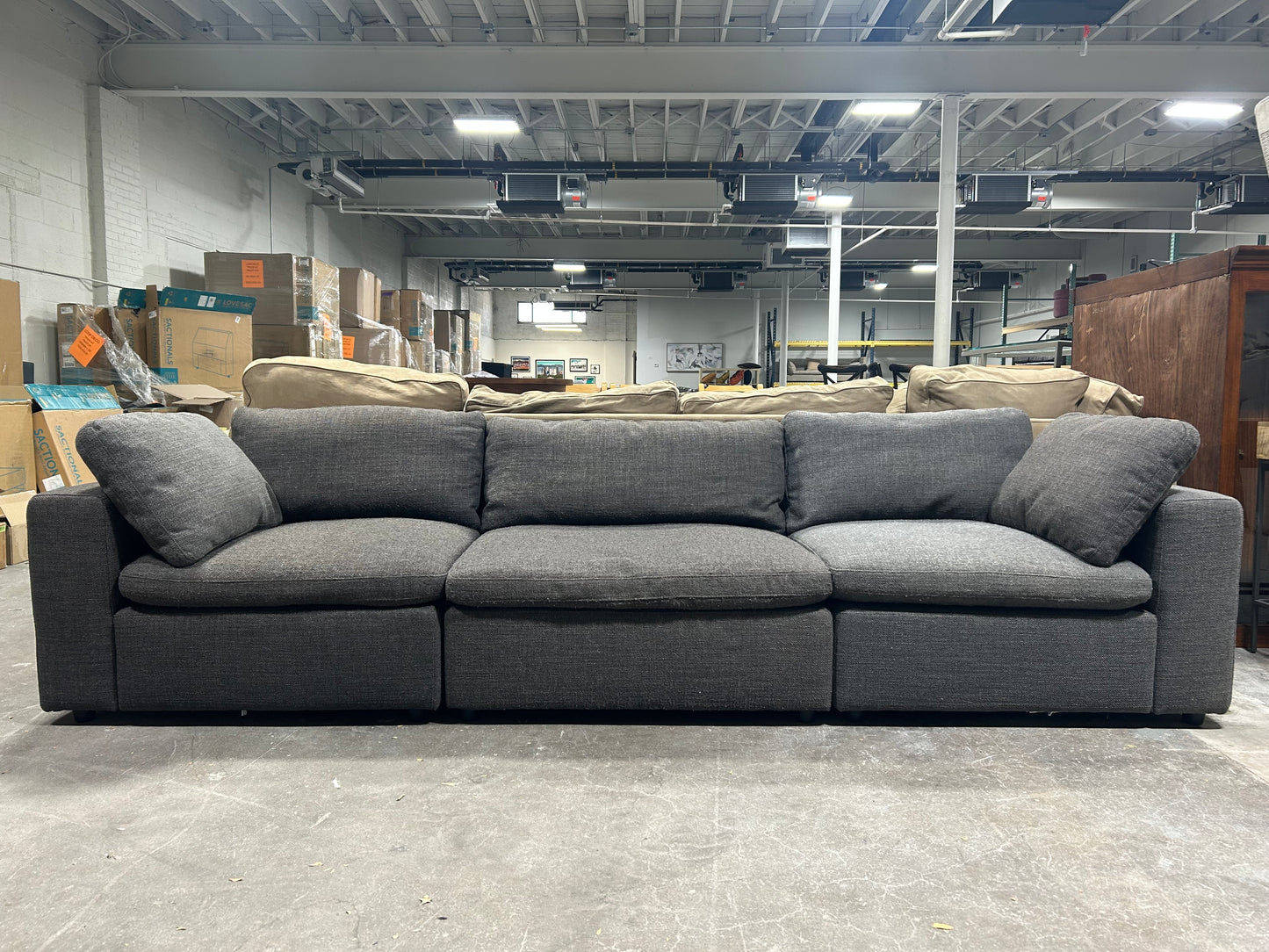 Kardiel 3-Pc Modular Dark Gray Cloud Sofa