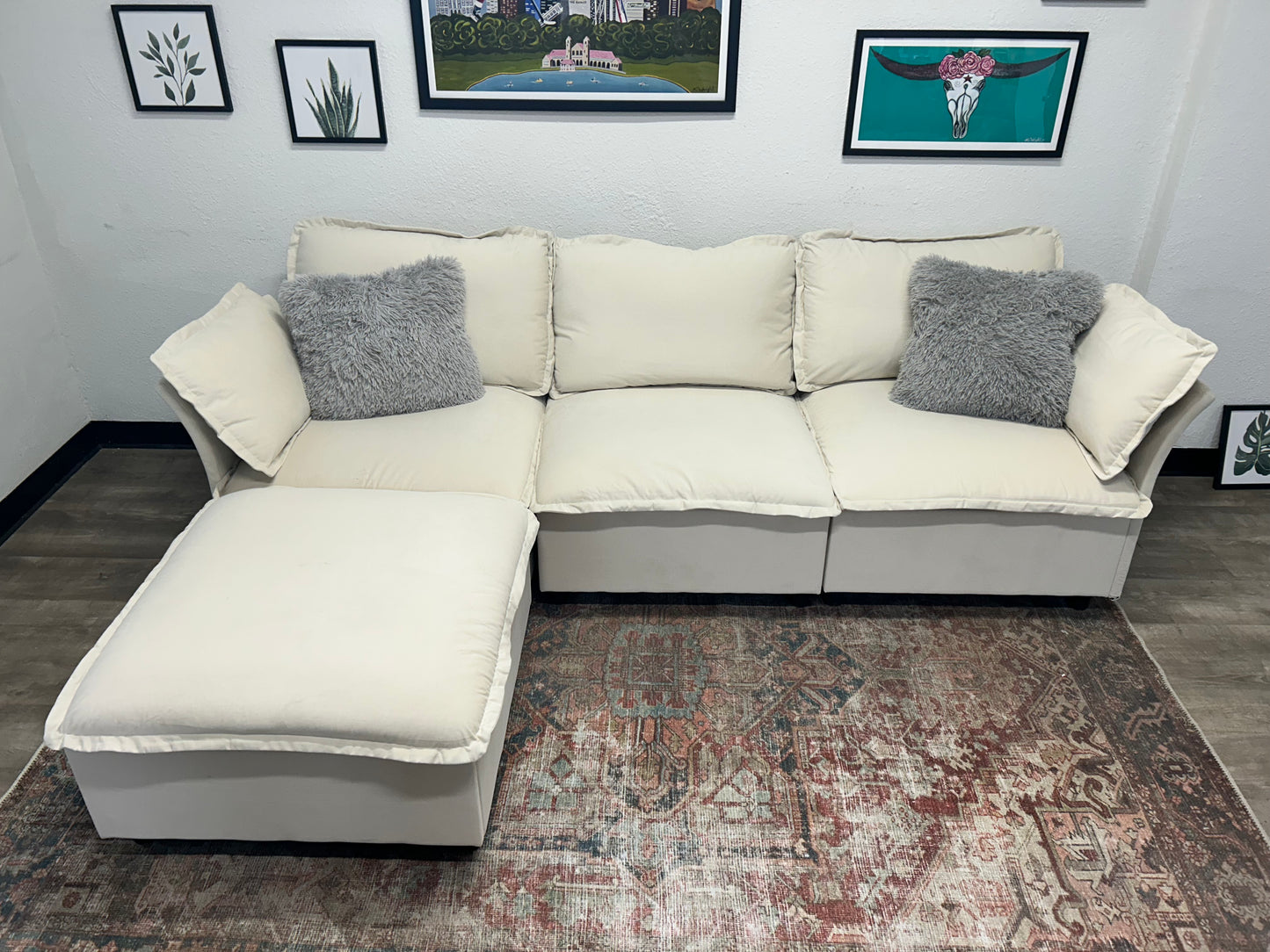 4-Pc Modular Cream Sectional