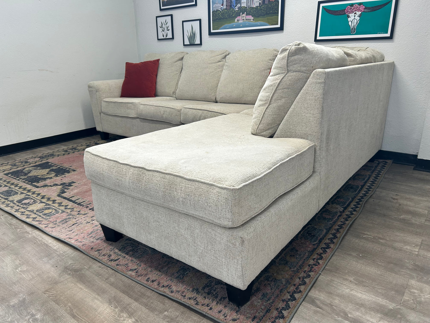 Contemporary Sky Grey Chaise Sectional