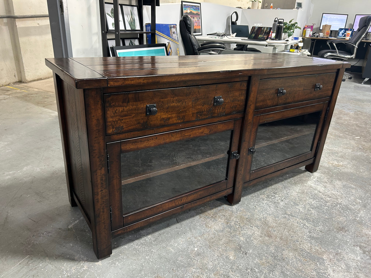 Pottery Barn Benchwright 65” Wood Media Console