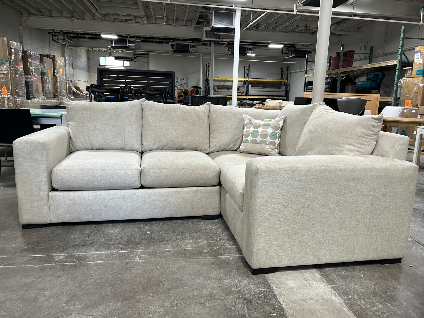 Contemporary 2-Pc Beige Sectional