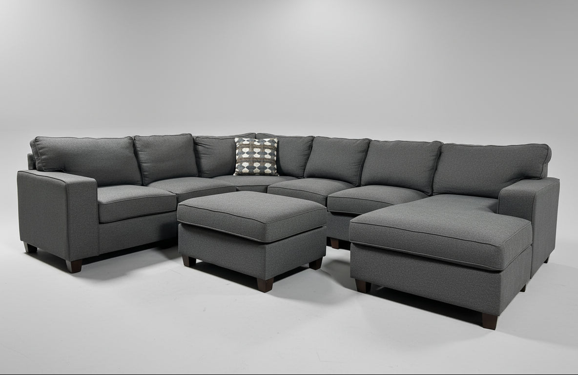 7-Pc Modular Dark Gray Sectional w/Ottoman