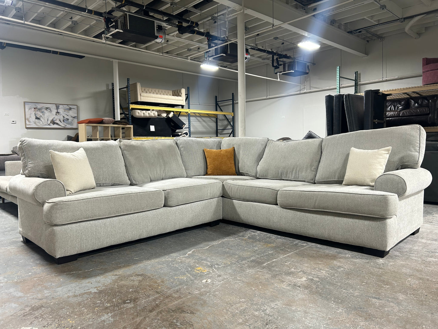 Contemporary Light Gray L-Shaped Sectional