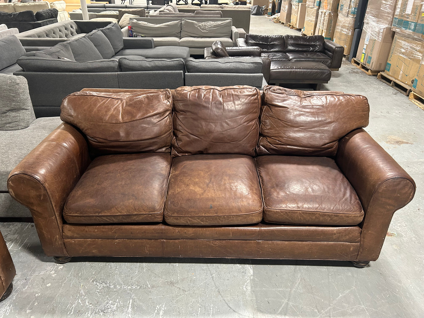 Cibola Brown Leather Club Sofa & Loveseat 2-Pc Set