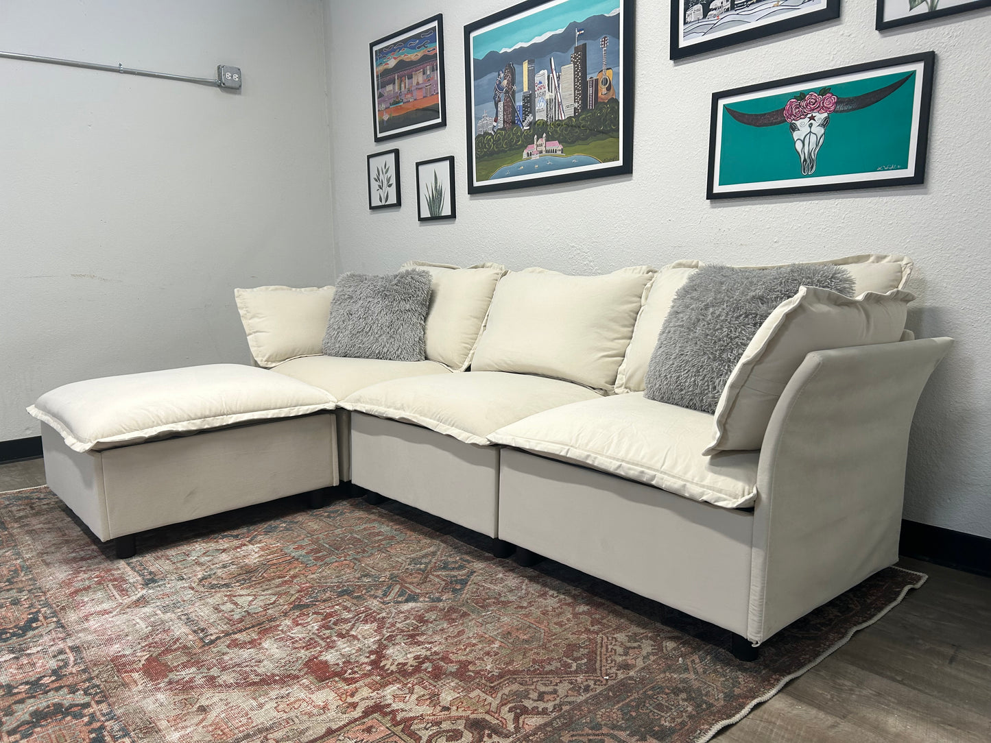 4-Pc Modular Cream Sectional
