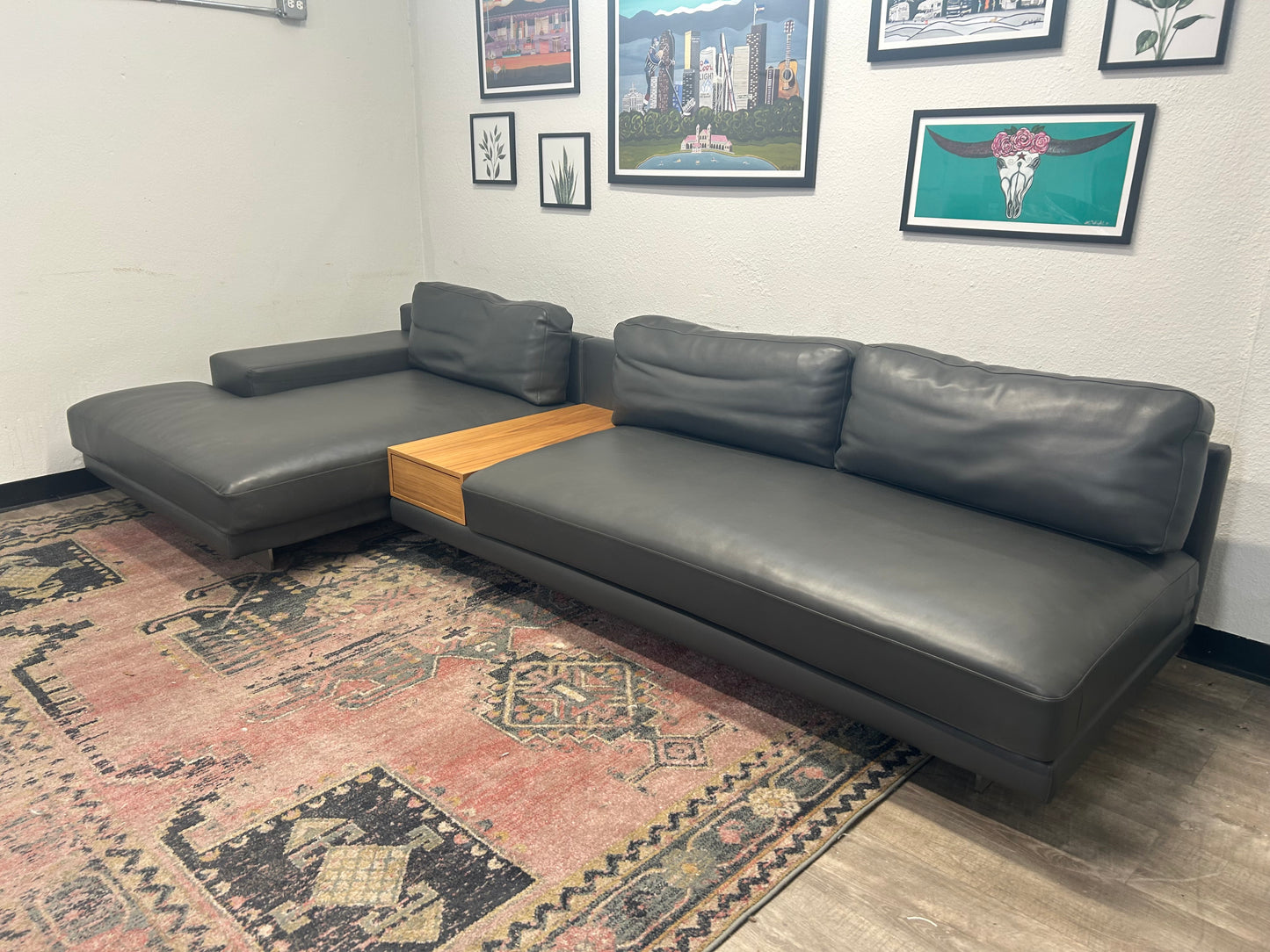 Rove Concepts Dark Gray Leather Dresden Sectional