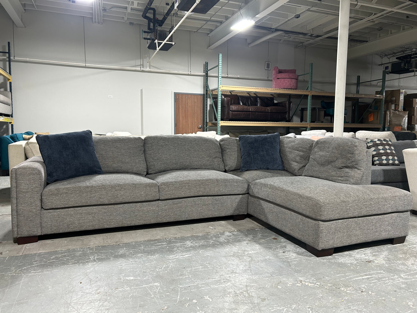 Contemporary Dark Gray 2-Pc Chaise Sectional