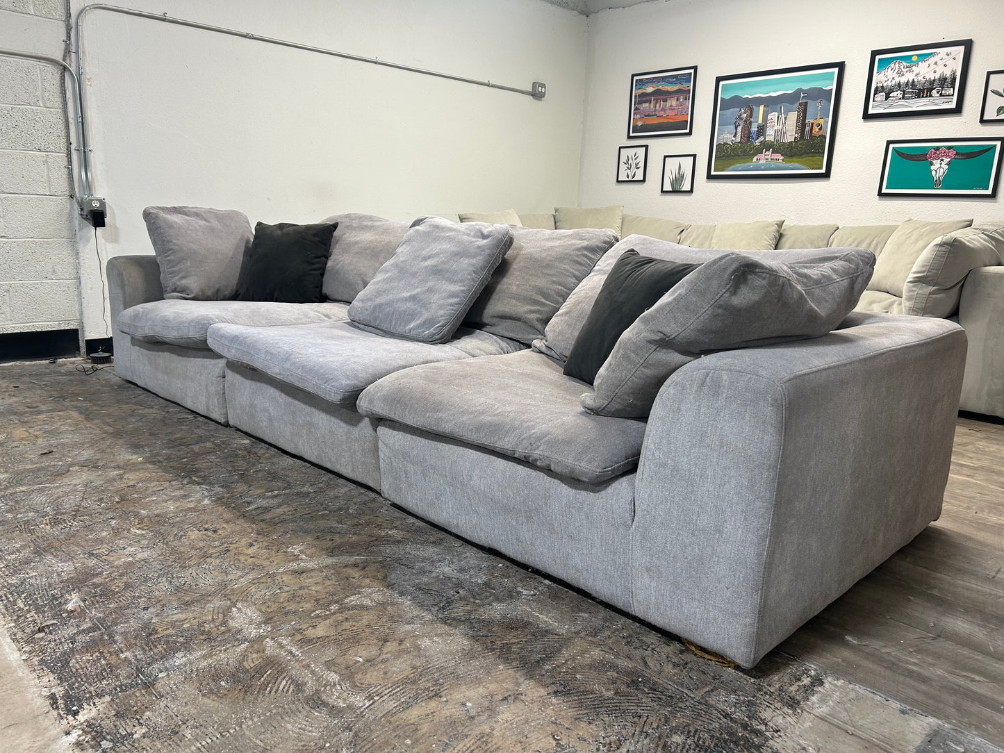 3-Pc Modular Light Grey Cloud Sofa