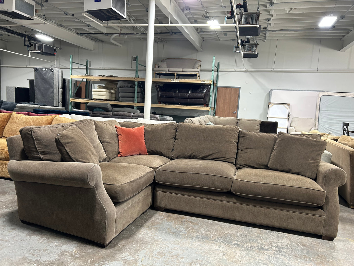 3-Pc Arhaus Brown Camden Collection Sectional