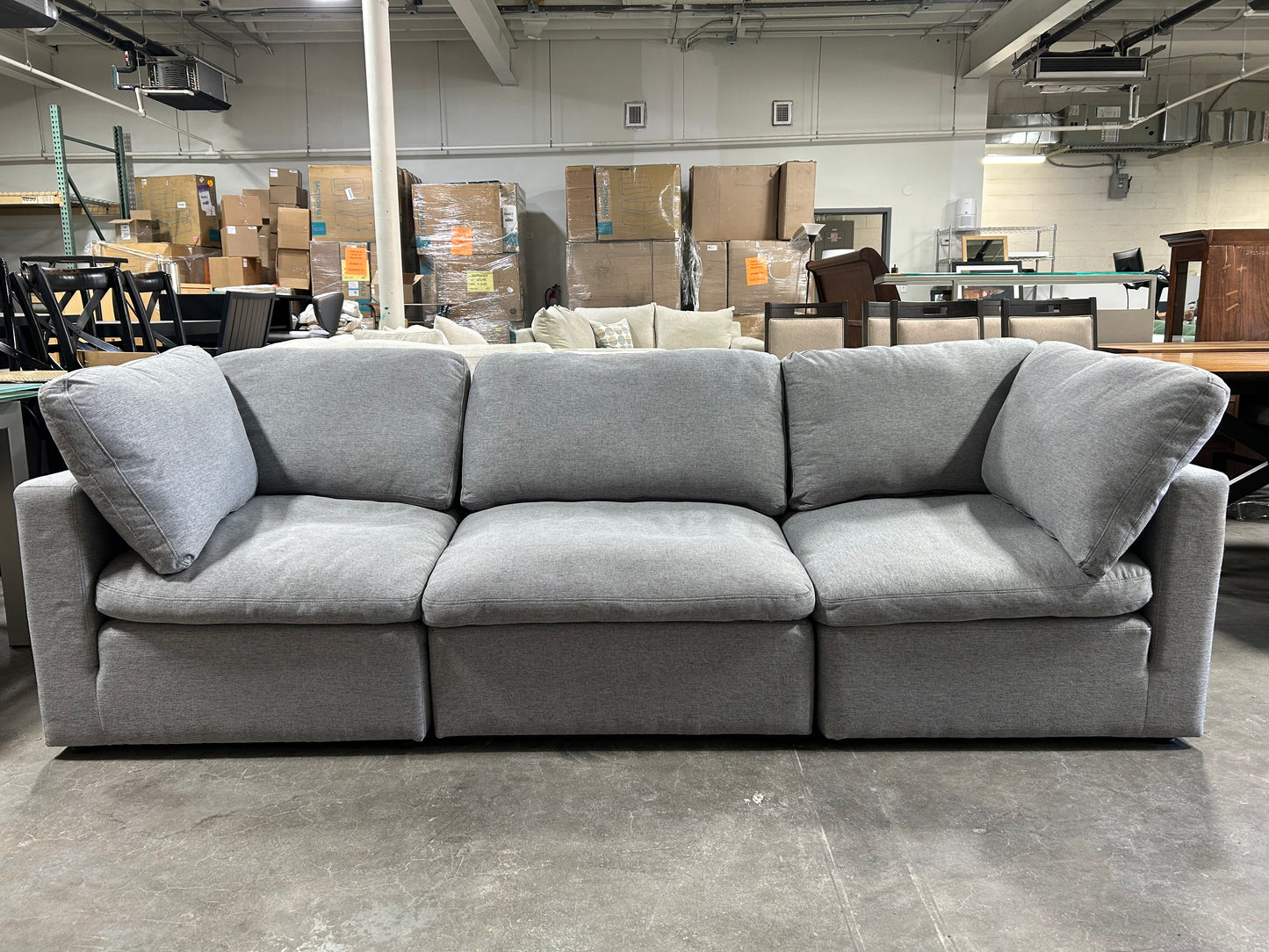 3-Pc Modular Light Gray Cloud Sofa