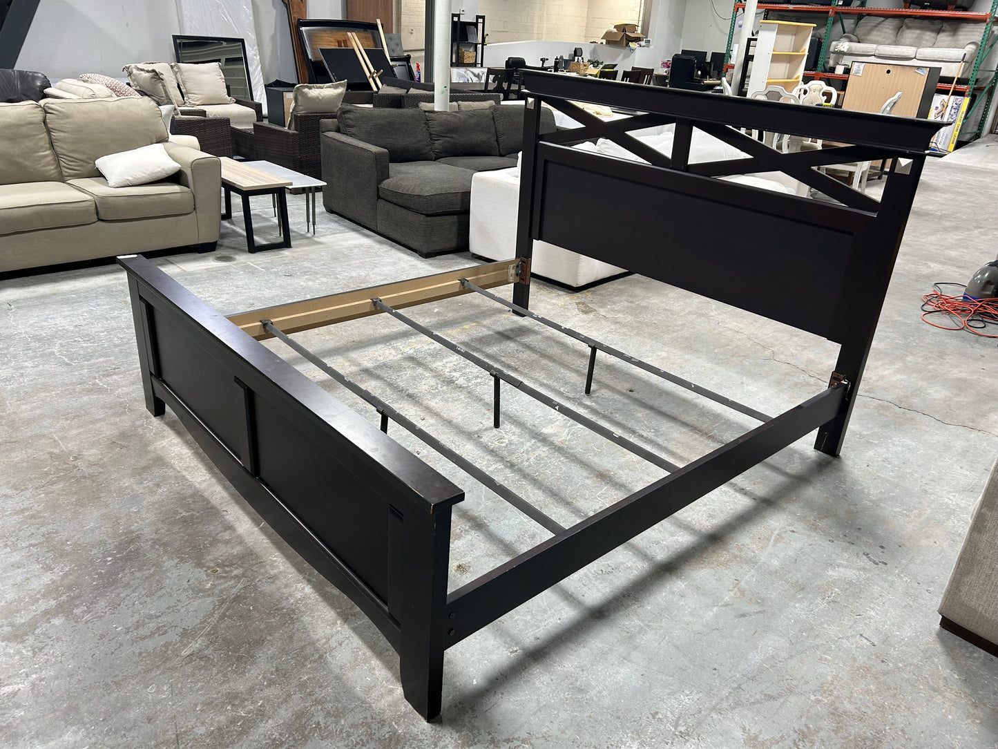 Dark Brown King-Size Bed Frame
