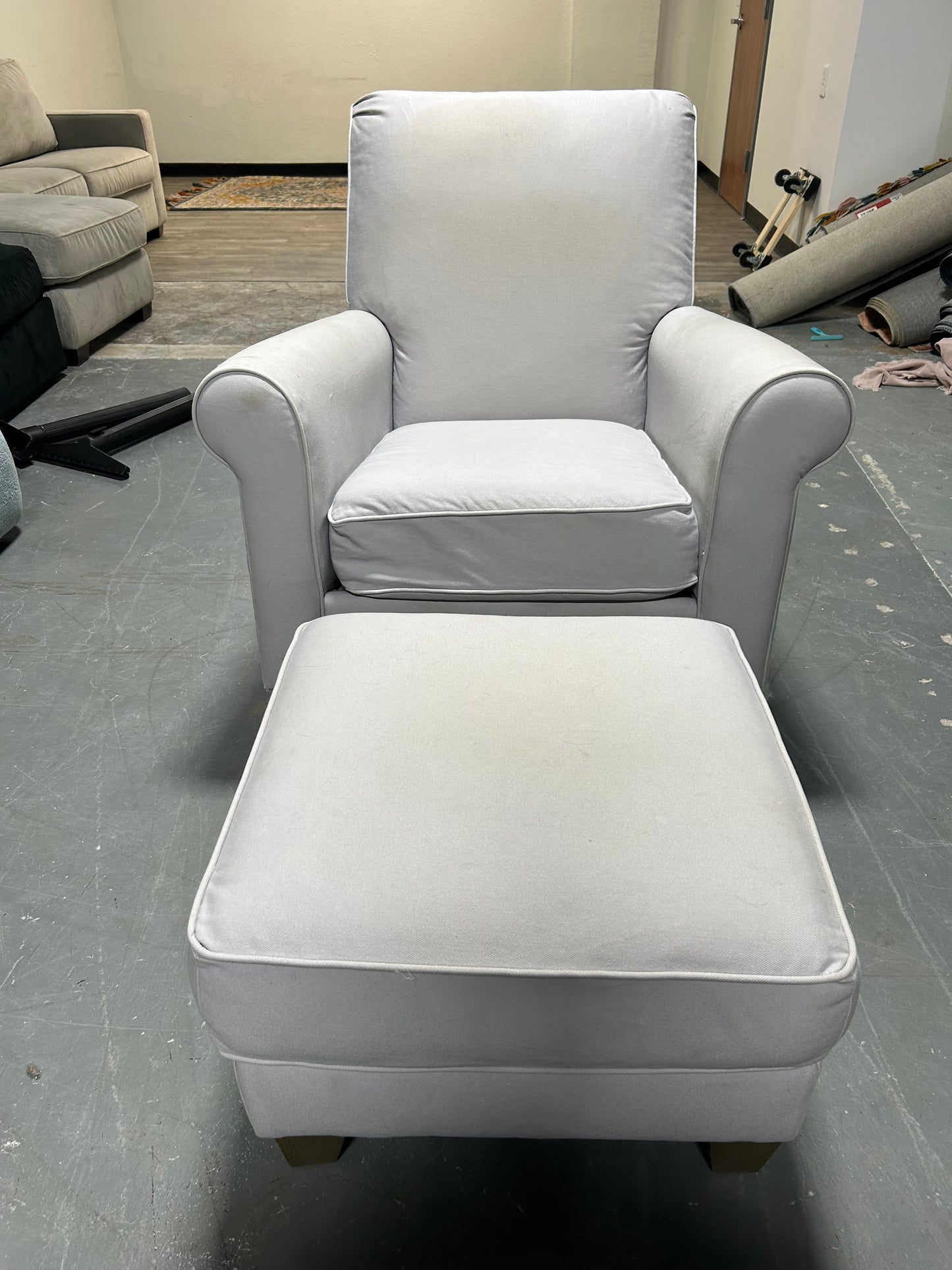 Pottery Barn Off-White Charleston Glider Chair With Ottoman