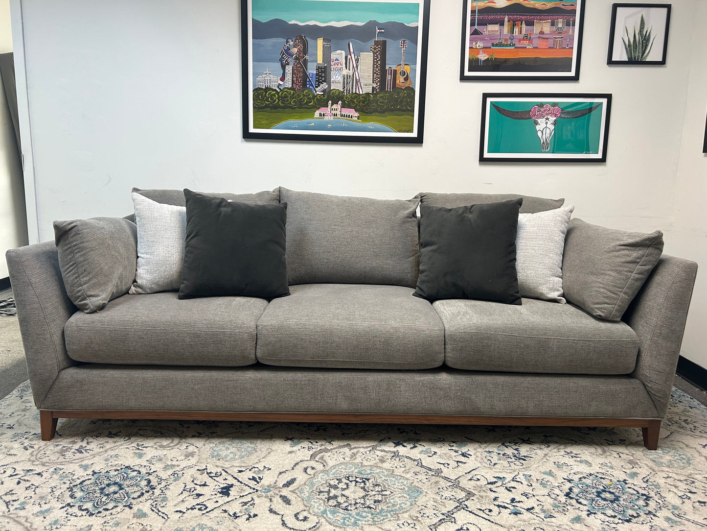 Scandinavian Designs Gray Walnut Wood Taylor Sofa