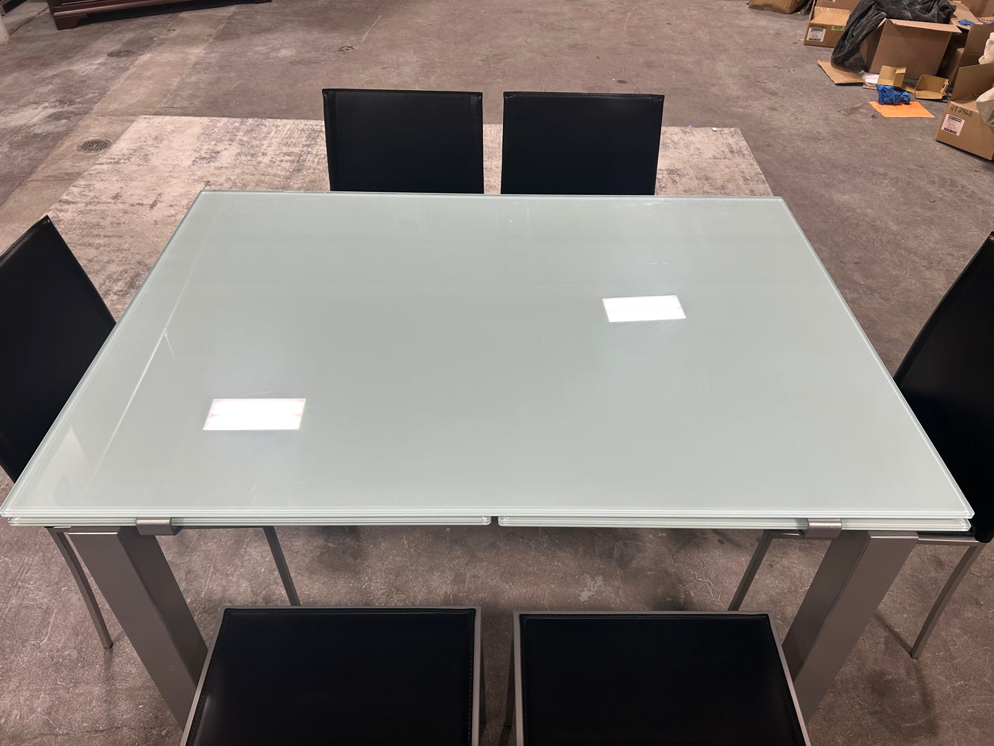 Calligaris 7-Pc Contemporary Tempered Glass Dining Set