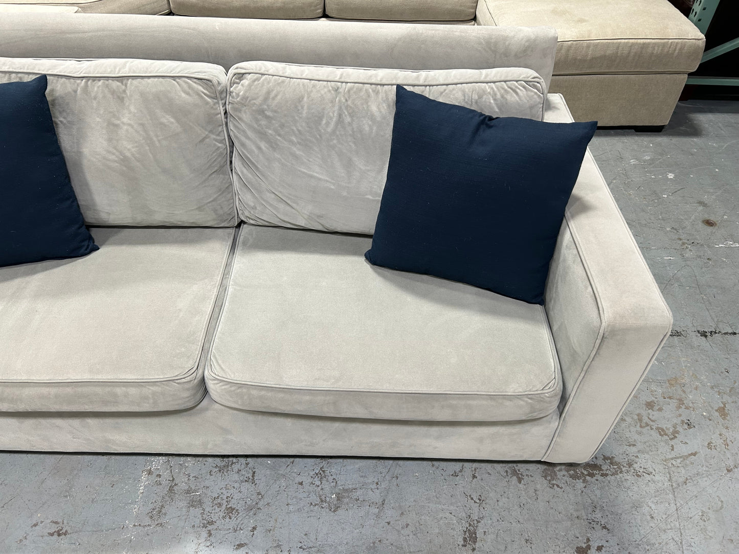 West Elm Sky Grey Velvet 76” Henry Sofa