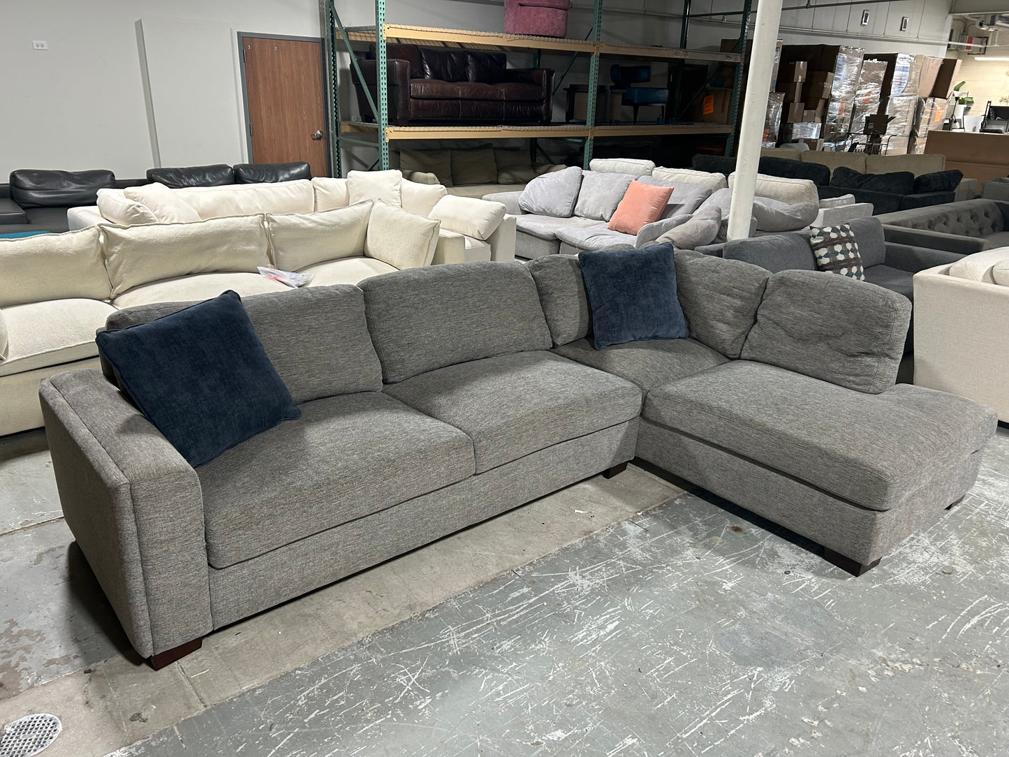 Contemporary Dark Gray 2-Pc Chaise Sectional