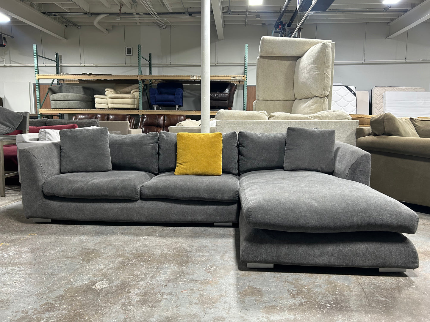 Mario Capasa Gray Feathers Collection Sectional