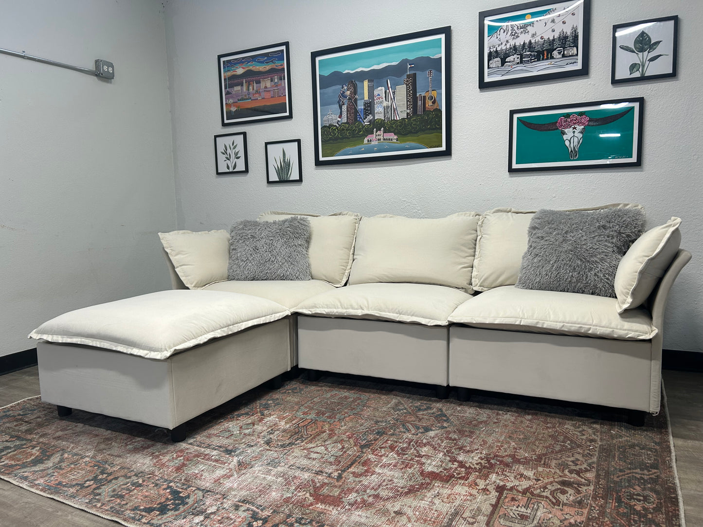 4-Pc Modular Cream Sectional
