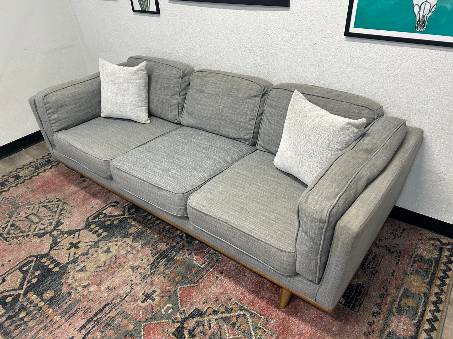 Article Light Gray MCM 90” Timber Sofa