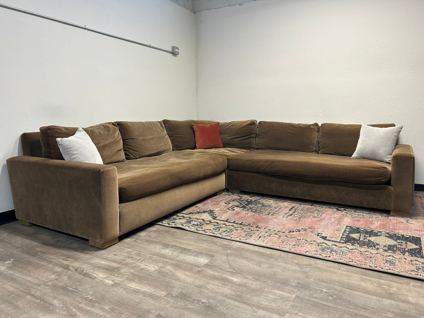 Restoration Hardware 3-Pc Bronze Maxwell Sectional