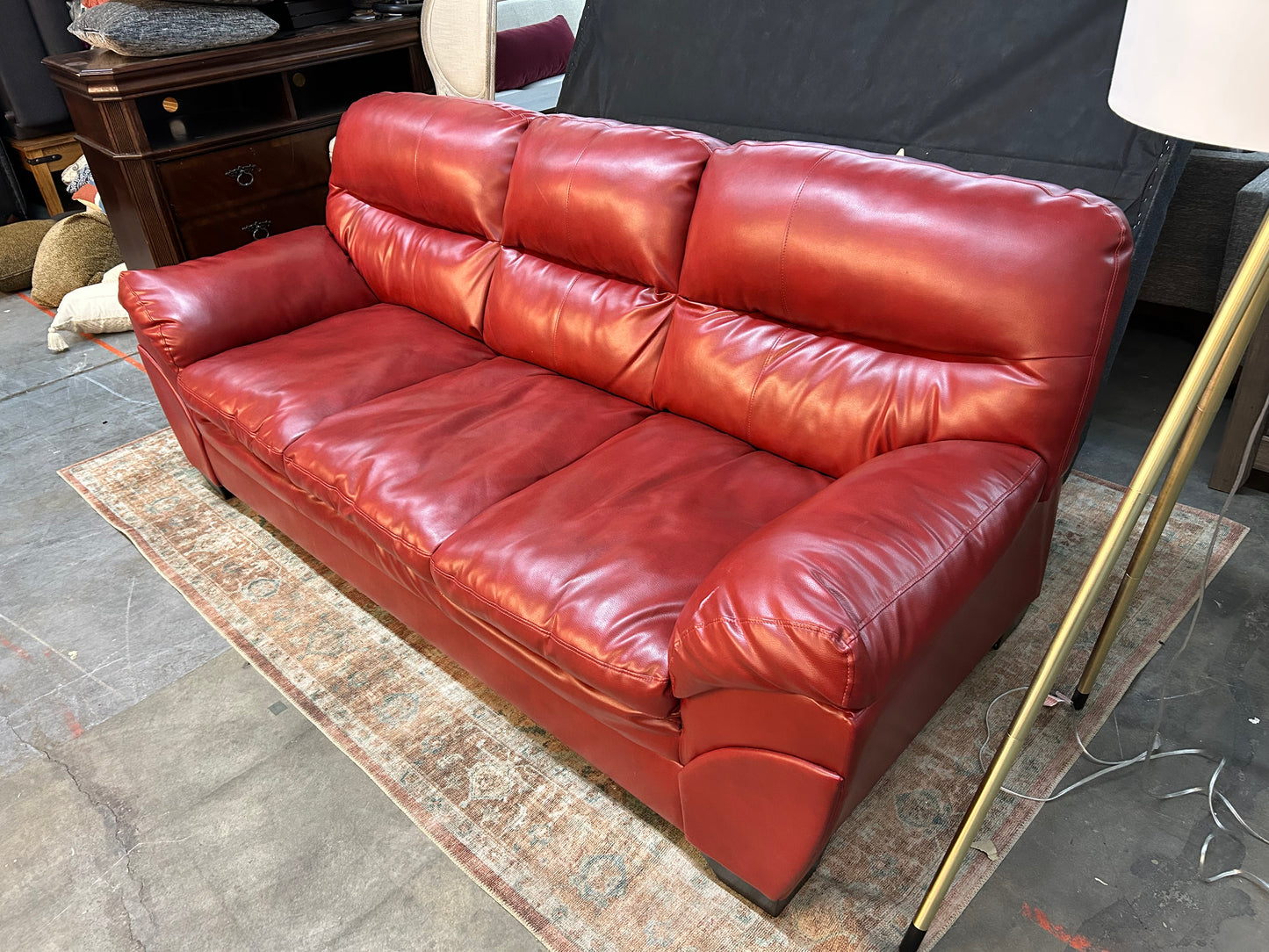Contemporary Red Leather Sofa