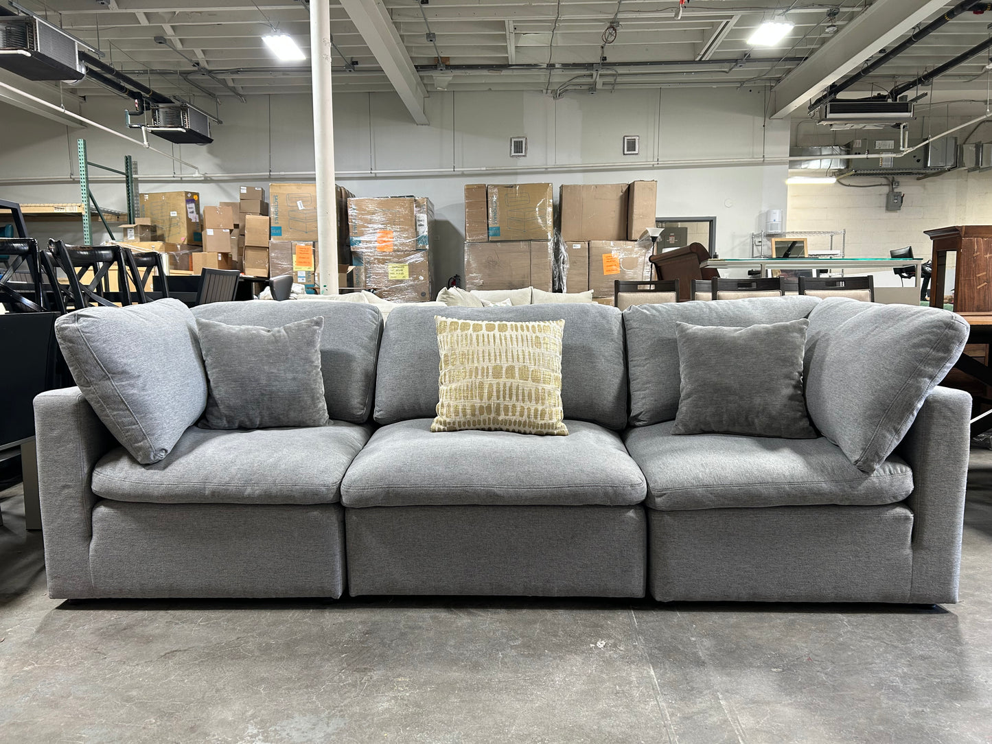 3-Pc Modular Light Gray Cloud Sofa
