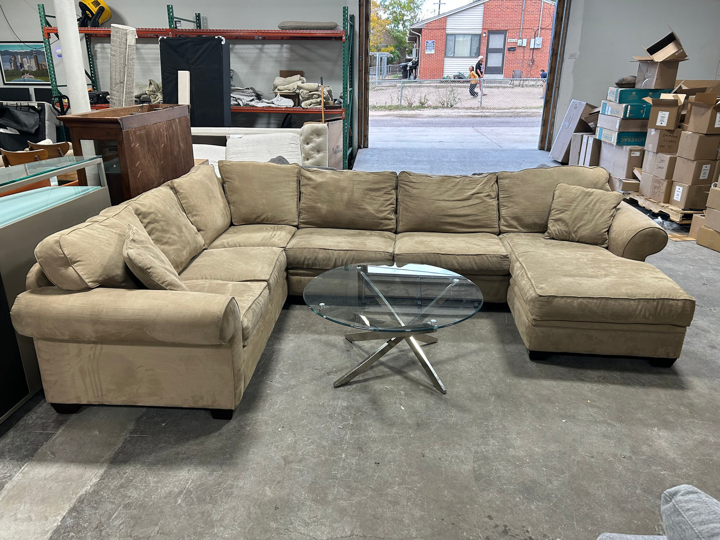 Jonathan Louis Large 3-Pc Brown Chaise Sectional