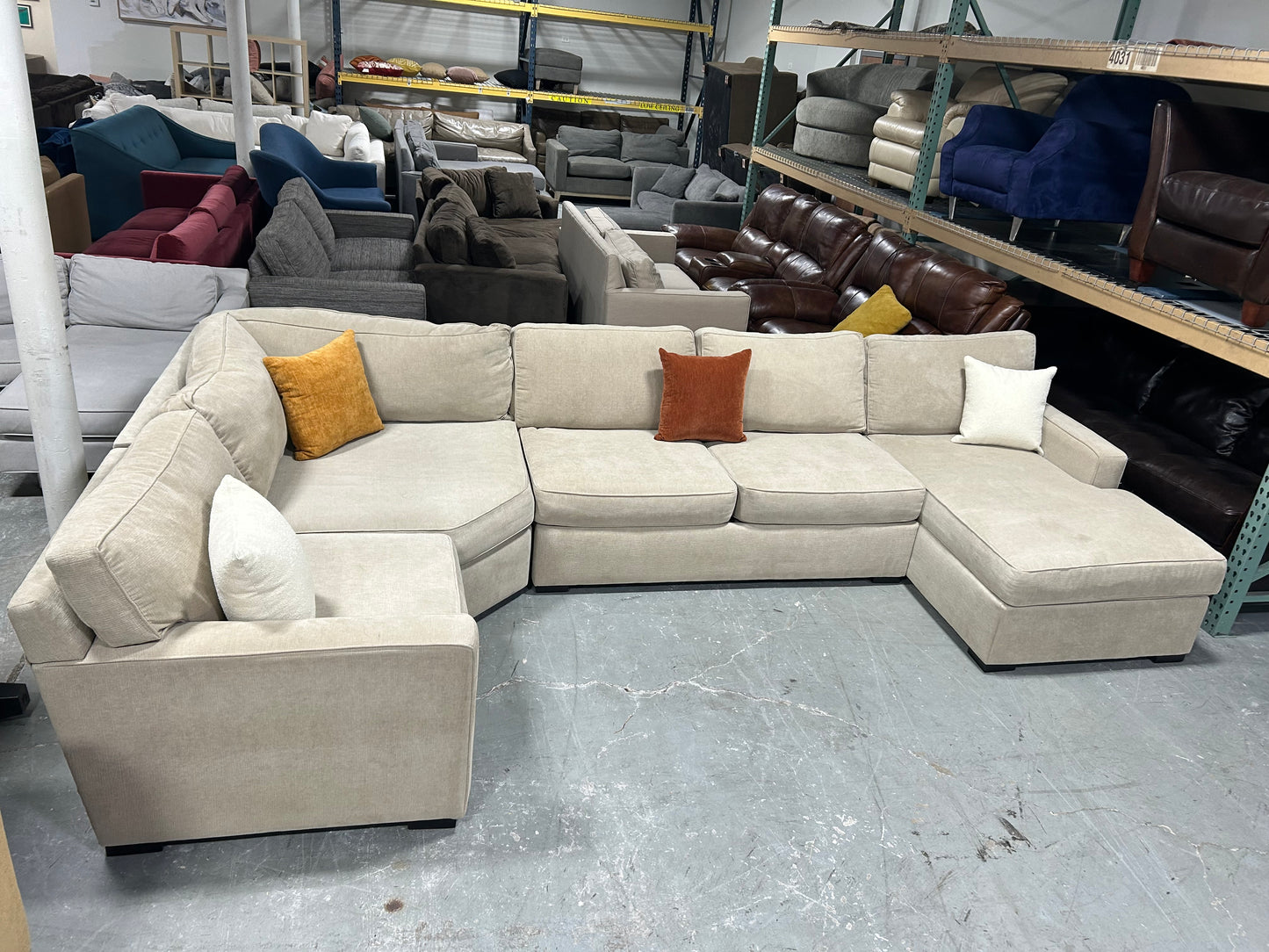 Jonathan Louis Large 4-Pc Beige Chaise Sectional