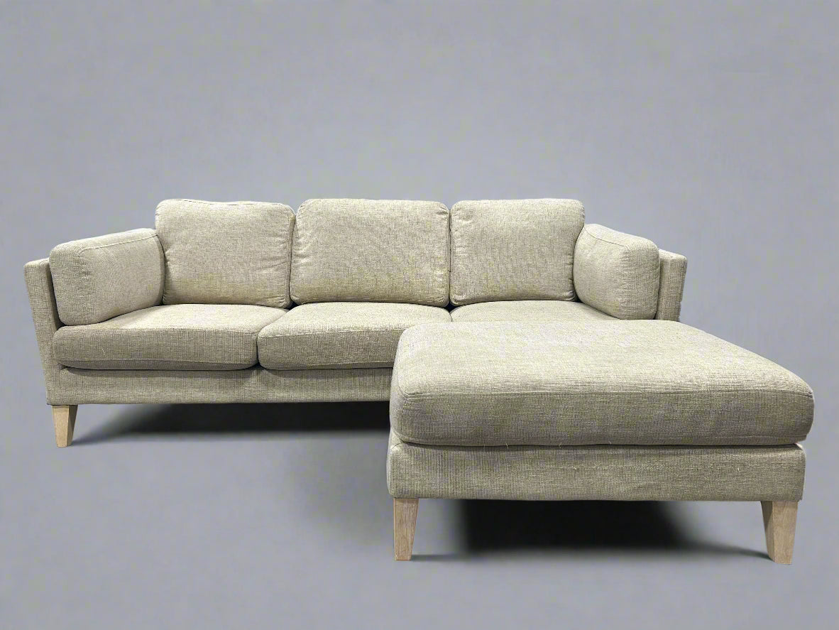 Beige World Market MCM Reversible Chaise Sectional