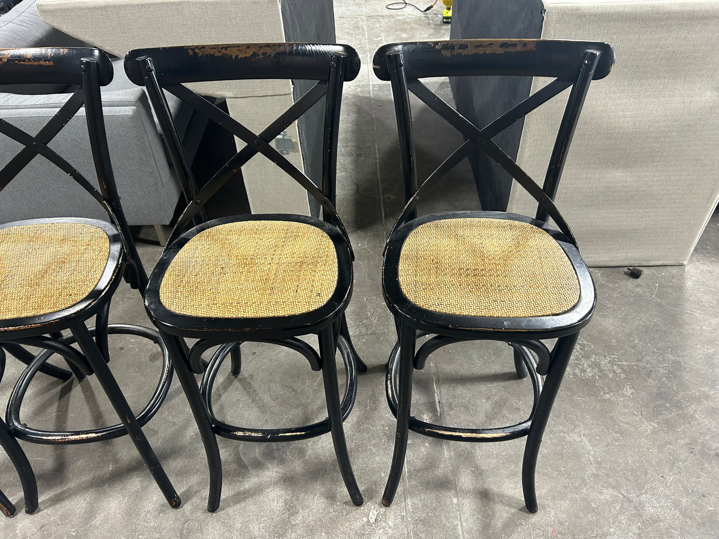 Arhaus 4-Pc Wicker & Wood Cadence Bar Stool Set