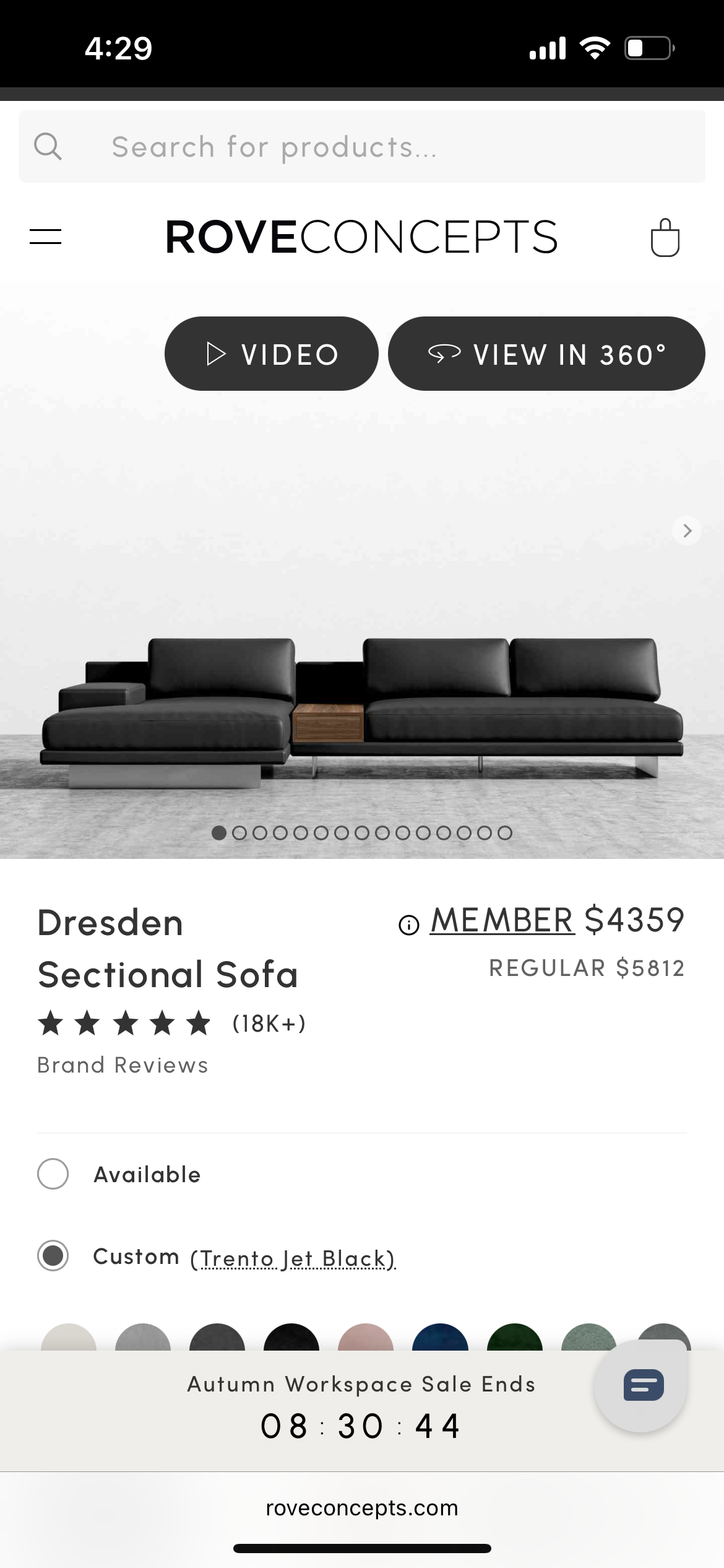 Rove Concepts Dark Gray Leather Dresden Sectional