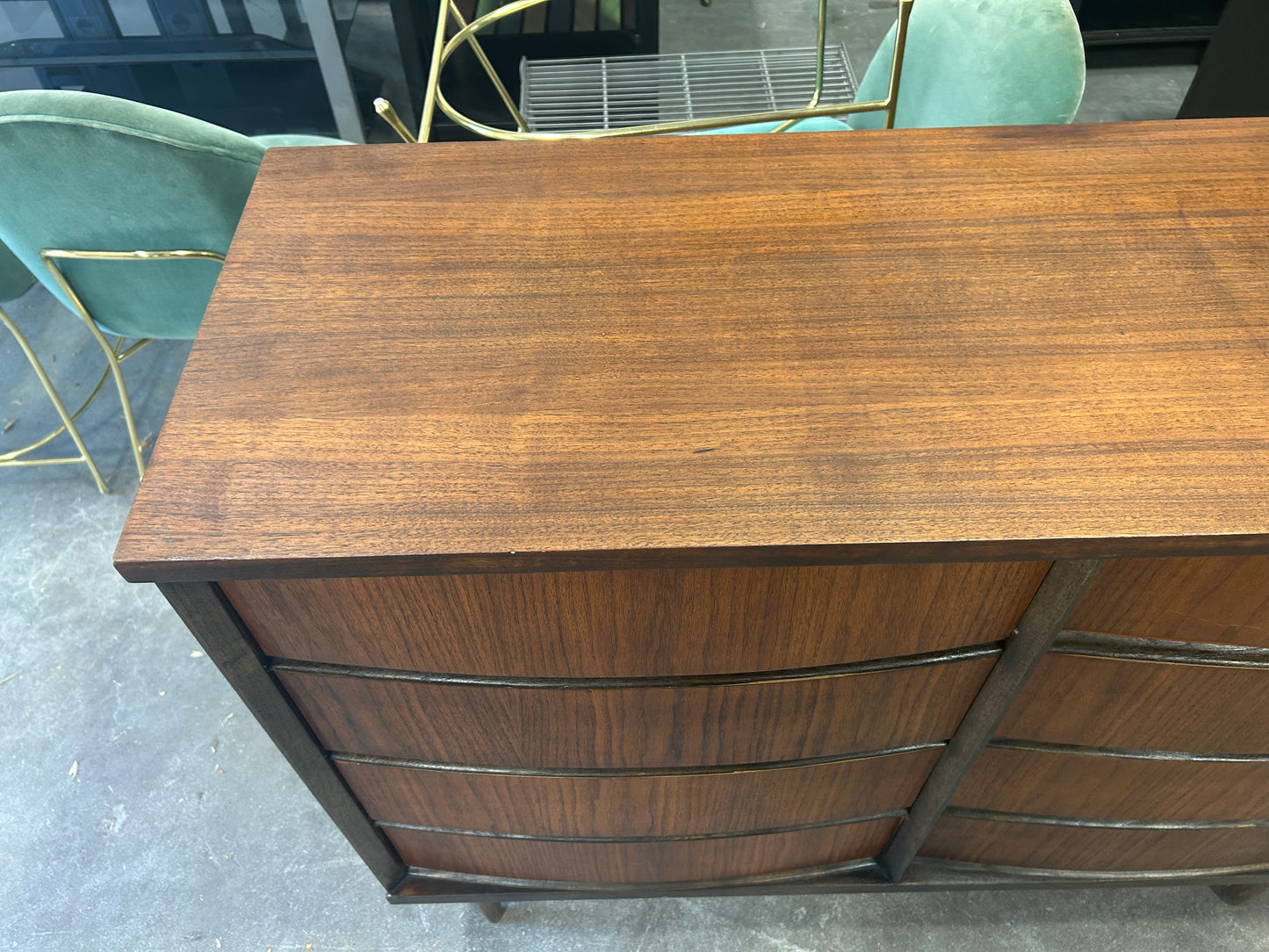 Bassett 8-Drawer MCM Walnut Wood Dresser