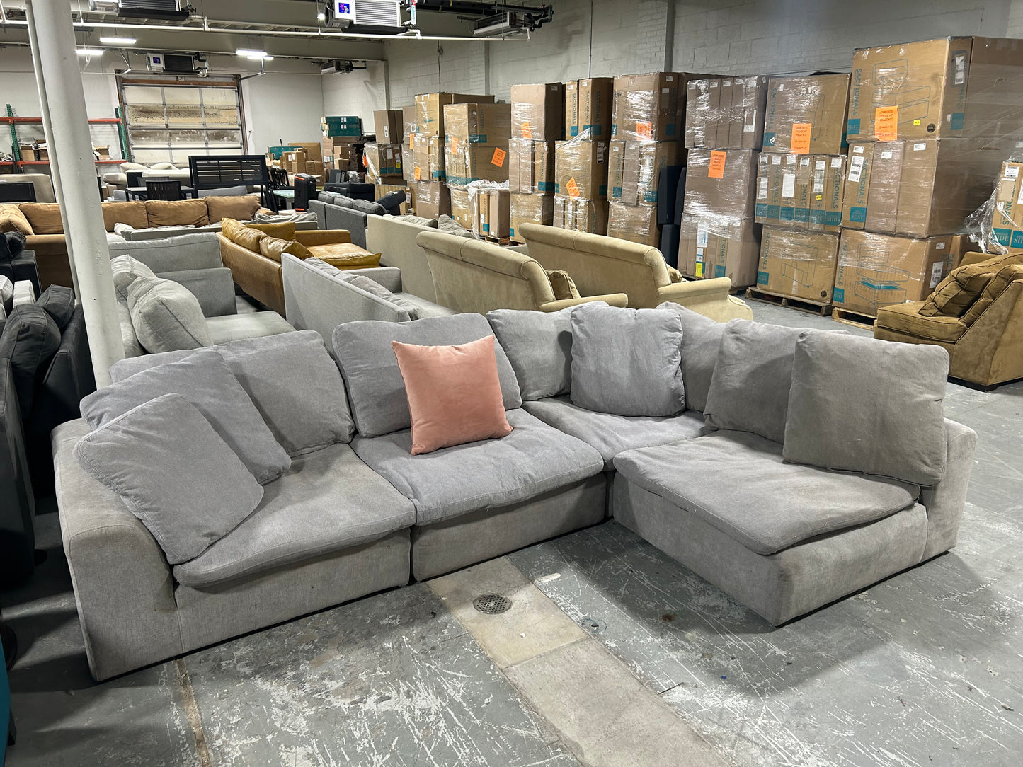 4-Pc Modular Light Grey Cloud Sectional